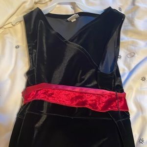 Long Black Satin Dress with red ribbon!